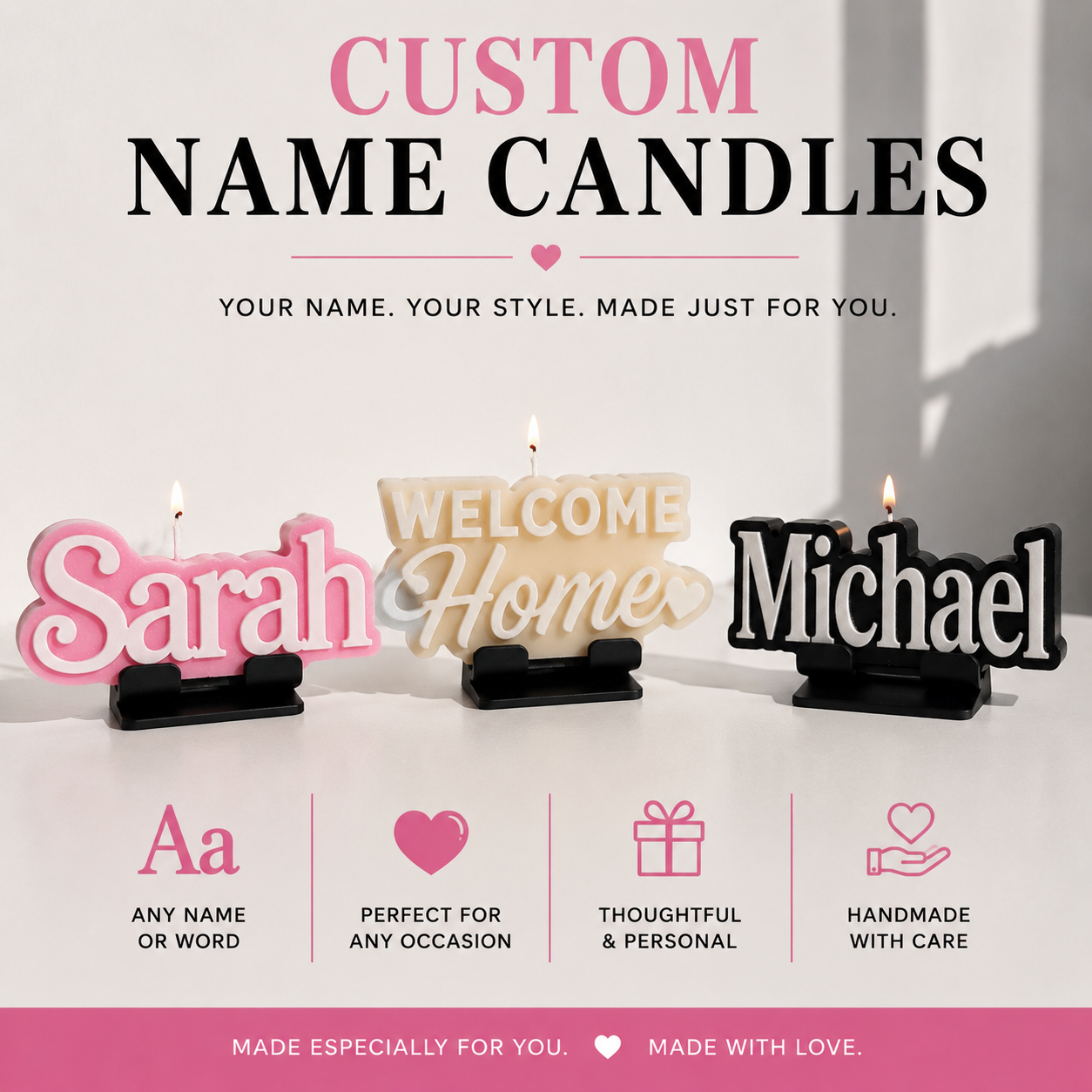 Custom Name Candle & Reusable Mold Option